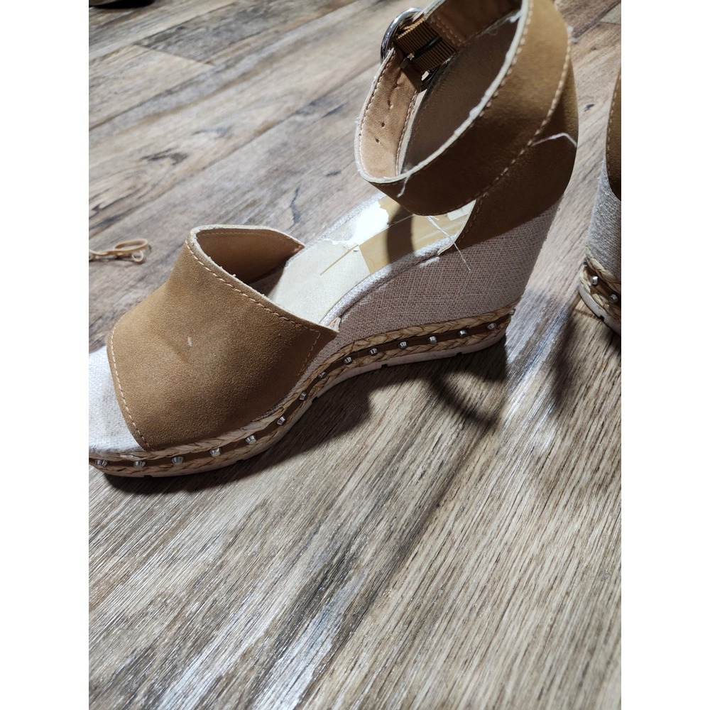 Dolce Vita Women Tan Brown Espadrille Wedge Sandals Studded Ankle Strap Sz 10 M - Picture 3 of 16